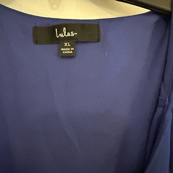 Lulu’s XL Blue Wrap-Front Knee-Length Dress - Picture 4 of 6